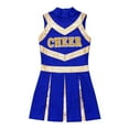 thumbnail image 5 of TiaoBug Girls Cheer Leader Uniform Schoolgirl Dance Dress Stage Performance Cheerleading Outfit Blue 6, 5 of 7