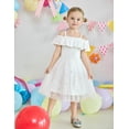 thumbnail image 5 of Oudiya Toddler Girl Tulle Dress Off Shoulder Sequin Summer Dresses Flutter Formal Birthday Party Princess Dress for Kids 1-6Y, 5 of 8