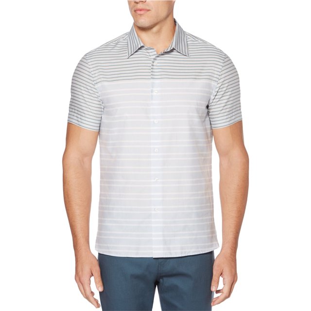 Perry Ellis Camisa de botones a rayas para hombre, azul, XXL Perry Ellis Botones al frente