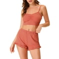 thumbnail image 1 of Conjunto de pijama para mujer INSPIRE CHIC, camiseta de tirantes con shorts, 2 piezas, ropa de casa, color rosa, 1 of 4