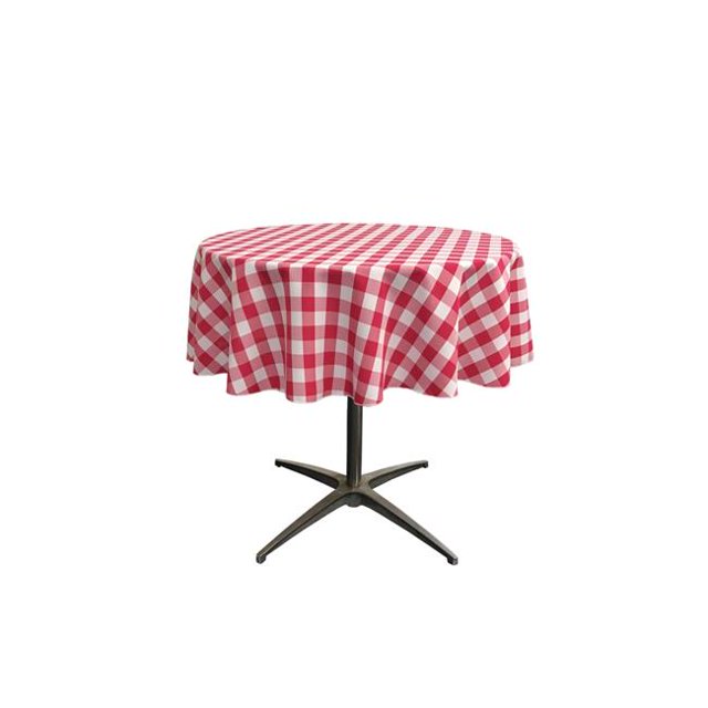 LA Linen TCcheck51R-FuchsiaK49 Nappe à Carreaux en Vichy&44; Blanc & Fuchsia - 51 Po Ronde