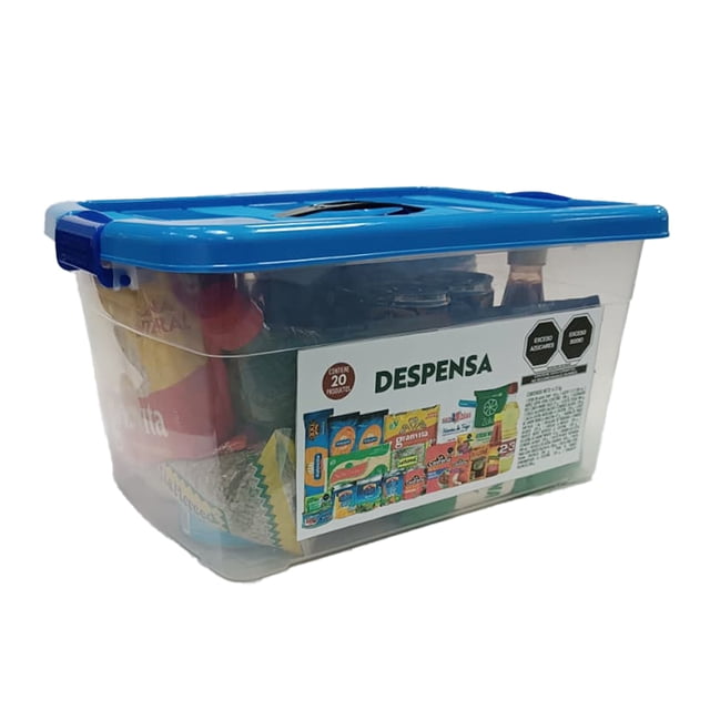 Despensa Básica en contenedor plástico 6.12 kg /20 artículos