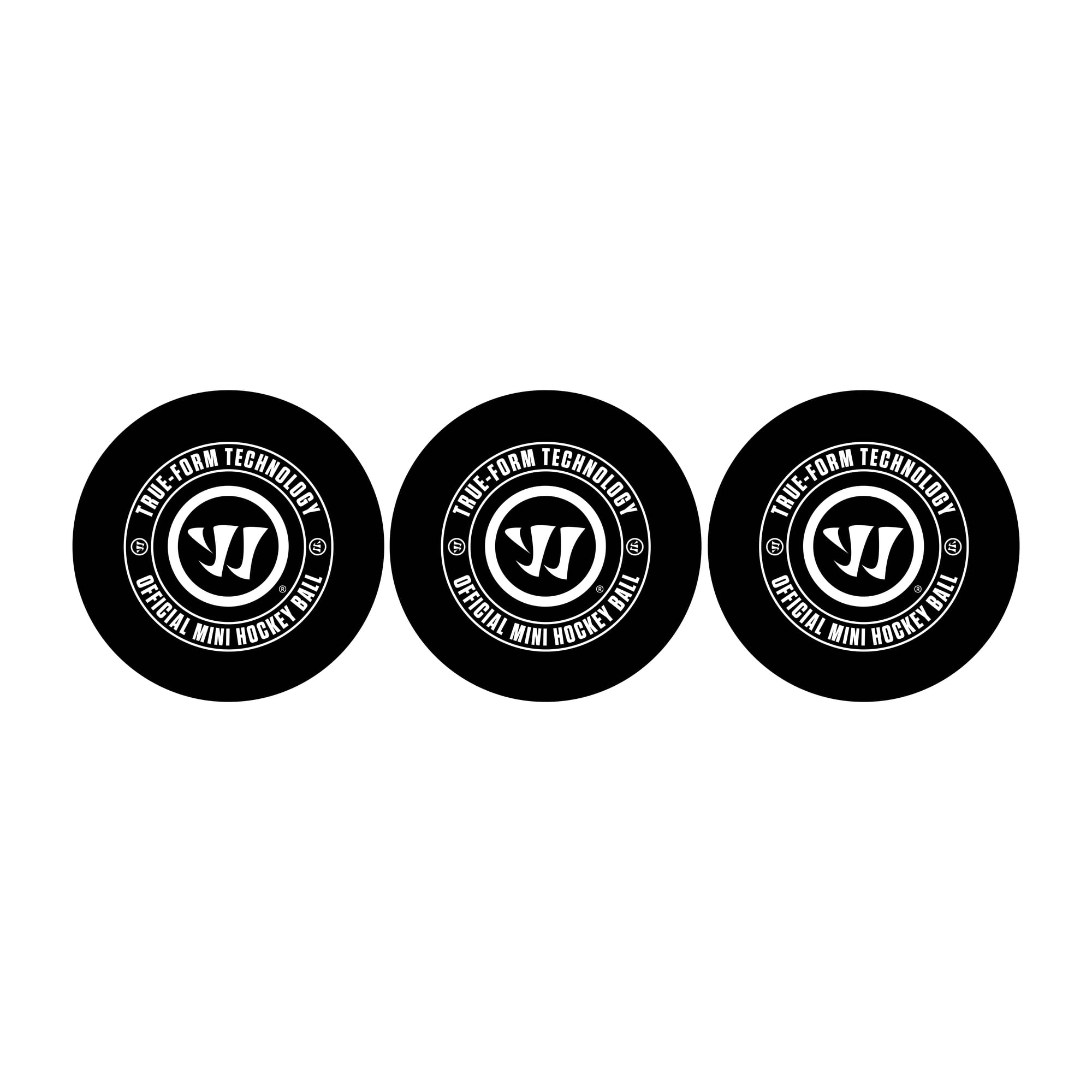 Warrior True-Form Mini or Knee Hockey Balls - Black - Set of 3 - Made of PU Indoor Unisex