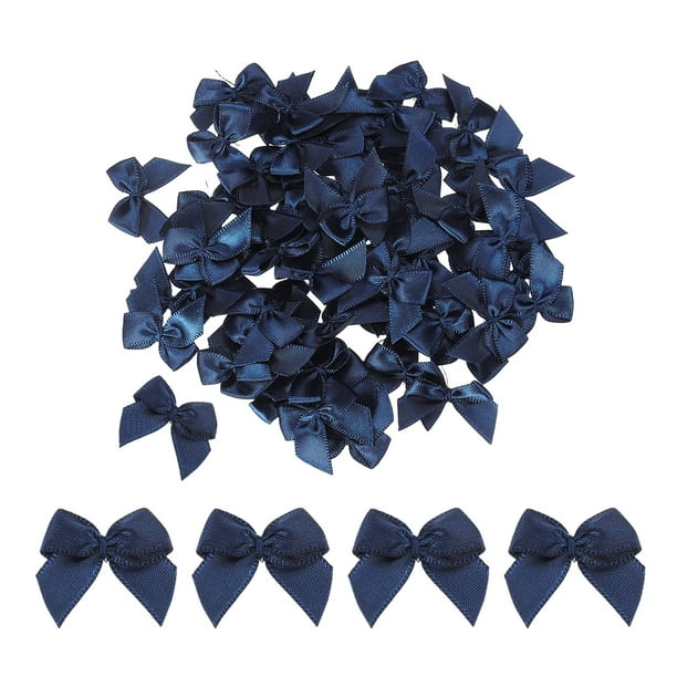 Uxcell 50 Pcs Mini Lazo de Cinta 1" Mini Flor de Cinta de Satén Azul Marino