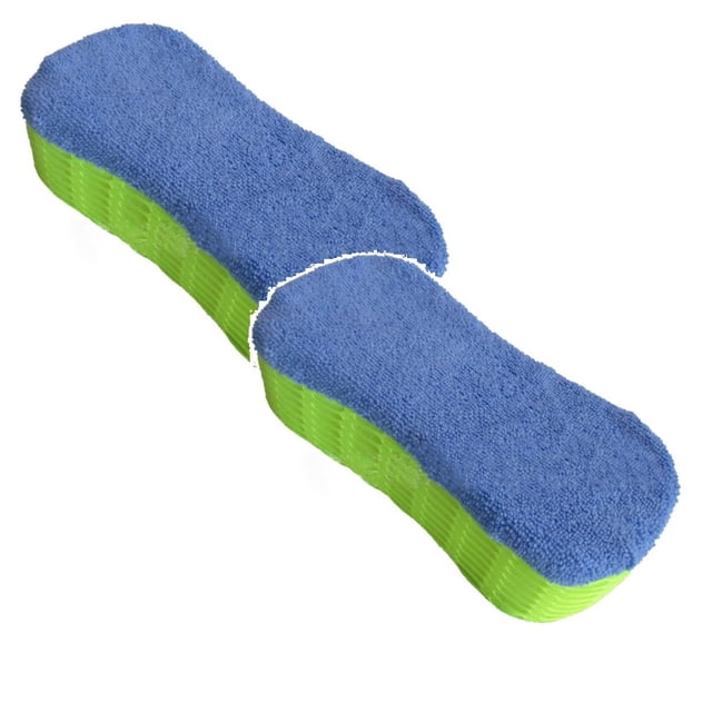 Oleegame 2PC Cleaning Brush Car Cleaning Products Car Cleaning Mesh Sponge Block High Density 8 Figure Absorbent Double Sponge Car Cleaning Sponge Green