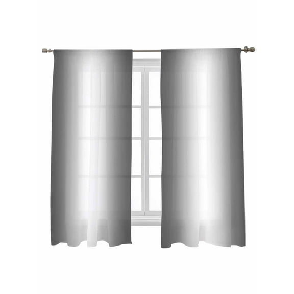Dark Gray Gradient Sheer Curtains 72 Inch Long 2 Panels, Countryside Farmhouse Abstract Light Filtering Rod Pocket Semi Sheer Curtains, Sheer Voile Drapes for Living Room Bedroom, 52"x72"