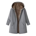 thumbnail image 4 of Unir Sherpa Lined Hooded Windbreaker Jacket for Women, Full Zip Long Sleeve, Casual Mid Length Fall Winter Outerwear, 1 Piece, S-XXL, Plus Size Friendly, 4 of 5