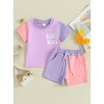 thumbnail image 2 of Qtinghua 2Pcs Infant Toddler Baby Boy Girl Summer Outfits Short Sleeve Contrast Color Tops and Shorts Clothes, 2 of 9
