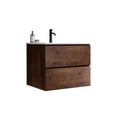 thumbnail image 3 of 24" Wall Mount Bathroom Vanity in Walnut Style / Handle-Free Design, Noise-Free Use, 3 of 5