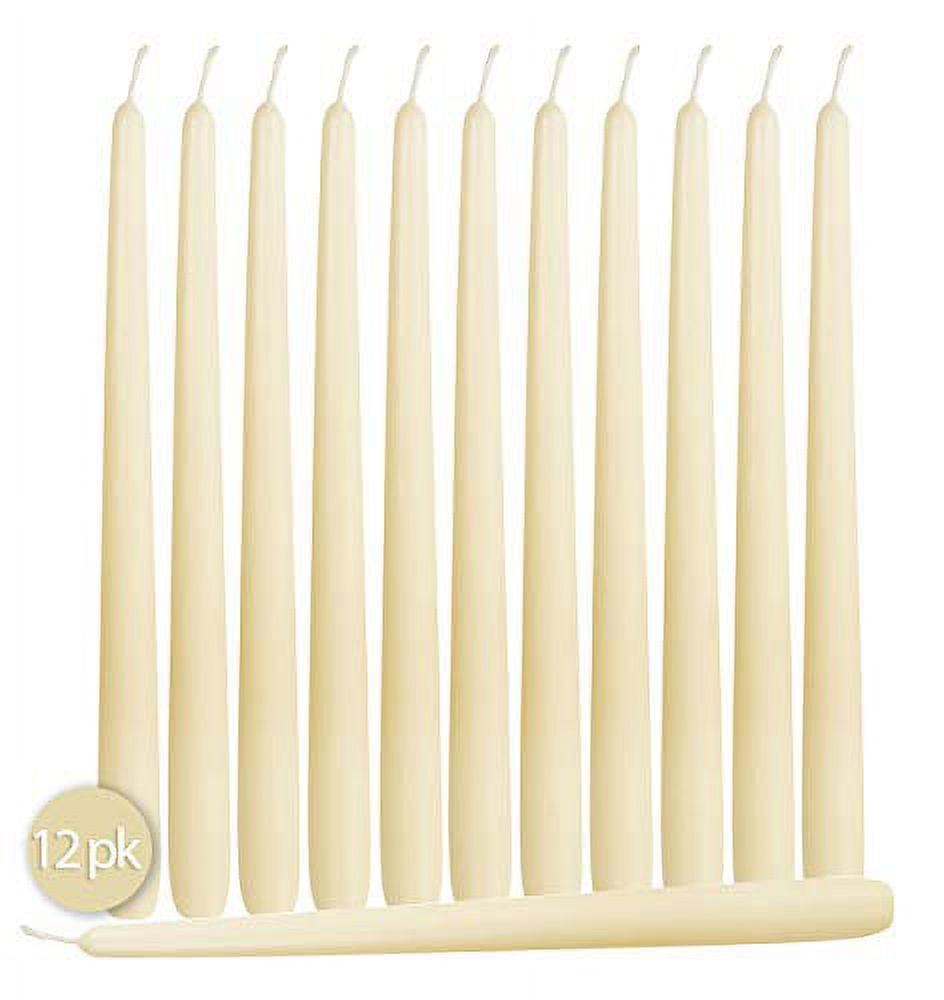 Hyoola Bulk 10" Wool White Dripless European Made Taper Candles, Unscented Paraffin Wax with Cotton Wicks, 96 Pack