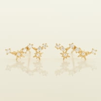 Anygolds 14K Real Solid Gold Cubic Zirconia Star Climber Stud Earrings - MJE58878-CZY Yellow Gold