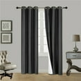 thumbnail image 1 of (#86) Hotel Quality Grommet Top, Jacquard 1 Panel Charcoal Solid Thermal Foam Lined Blackout Heavy Thick Window Curtain Drapes Bronze Grommets 63" Length, 1 of 2
