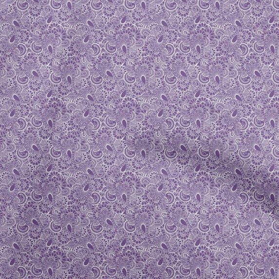 oneOone Velvet Violet Fabric Asian Paisley Fabric For Sewing Printed Craft Fabric By The Yard 58 Inch Wide