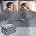 thumbnail image 3 of Weighted Blanket with 100% Cotton Cover, Breathable Comforter Heavy Blanket, Squares Glass Beads for Average Weight, for Good Rest and Deep Sleep, Full Size 48'x72' with 12lbs Fits 110-140lbs Adult, 3 of 3