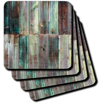 - 3dRose Photograph Of Turquoise and Brown Distressed Wood, Soft Coasters, set of 8