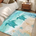 thumbnail image 5 of Summer Beaches Washable Area Rugs 3'x5', Gradient Green Ocean Sea Turtle Starfish Coastal Coral Low Pile Throw Living Room Rug Non-Slip Sturdy Edge Binding Carpet for Indoor Entryway Bedside Kitchen, 5 of 9