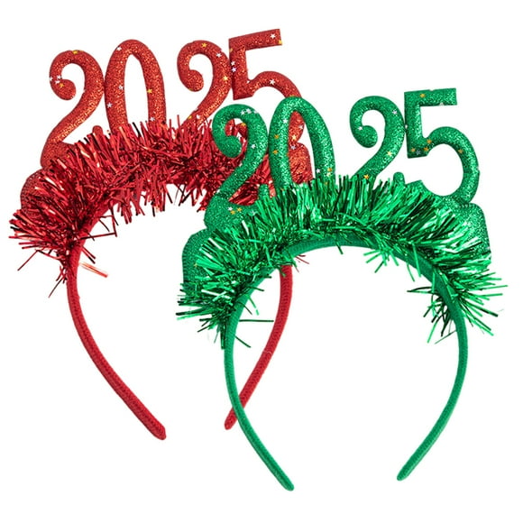 2 Pcs Bandeau de Fête du Nouvel An 2025 Bandeaux Bonne Année avec Paillettes Dorées 2025 Accessoire de Tête pour Fête du Nouvel An