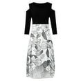 thumbnail image 4 of LSLJS Plus Size Women Sexy Round Neck Off Shoulder Floral Printed Strapless Gradient Splicing Long Sleeve Pullover Irregular Hem, Cocktail Dresses for Women Evening Party, 4 of 4