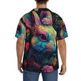 thumbnail image 3 of Kdxio Men's Hawaiian Shirt for Men Short Sleeve Shirt Colorful Patterned Rabbit Summer Casual Holiday Beach Button Down T-Shirts, 3 of 5