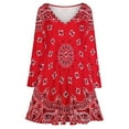 thumbnail image 3 of Bandana - Red Art Long Sleeve Dresses For Women Vintage Elegant Party Dress Oversized V-neck Dress S-8XL, 3 of 7