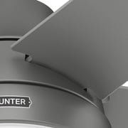 Hunter 52 inch Indoor Ceiling Fan with LED Light and Remote Control - Silver Modern Smart Ceiling Fan, Standard Mount, 5 Blades, For Bedroom, Living Room, or Kitchen - Aerodyne 51315, Matte Silver