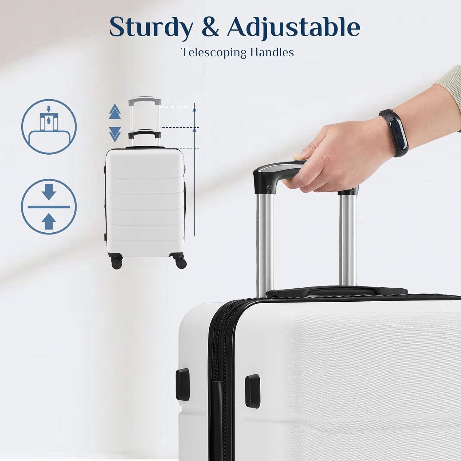 20" Carry-On Luggage, Lightweight ABS Hard Shell Suitcase with Spinner Wheels, Expandable, TSA Lock & Retractable Handle