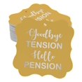thumbnail image 1 of Inkdotpot Real Silver Foil Good Bye Tension Hello Pension Retirement Tags Favor Bracket Shape Hang Pack Of 100 Paper Tags, 1 of 1