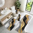 thumbnail image 5 of Grey and Gold Marble Pattern Bathroom Rug Set 4 Piece,Includes Contour,Lid Cover,Bath Mat,Non-Slip Extra Soft Absorbent Washable, 5 of 5