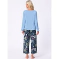 thumbnail image 4 of DARING DIVA Long Sleeve Floral Capri Soft Strechy Pajama Sets 2 Pieces S Deep Blue, 4 of 6