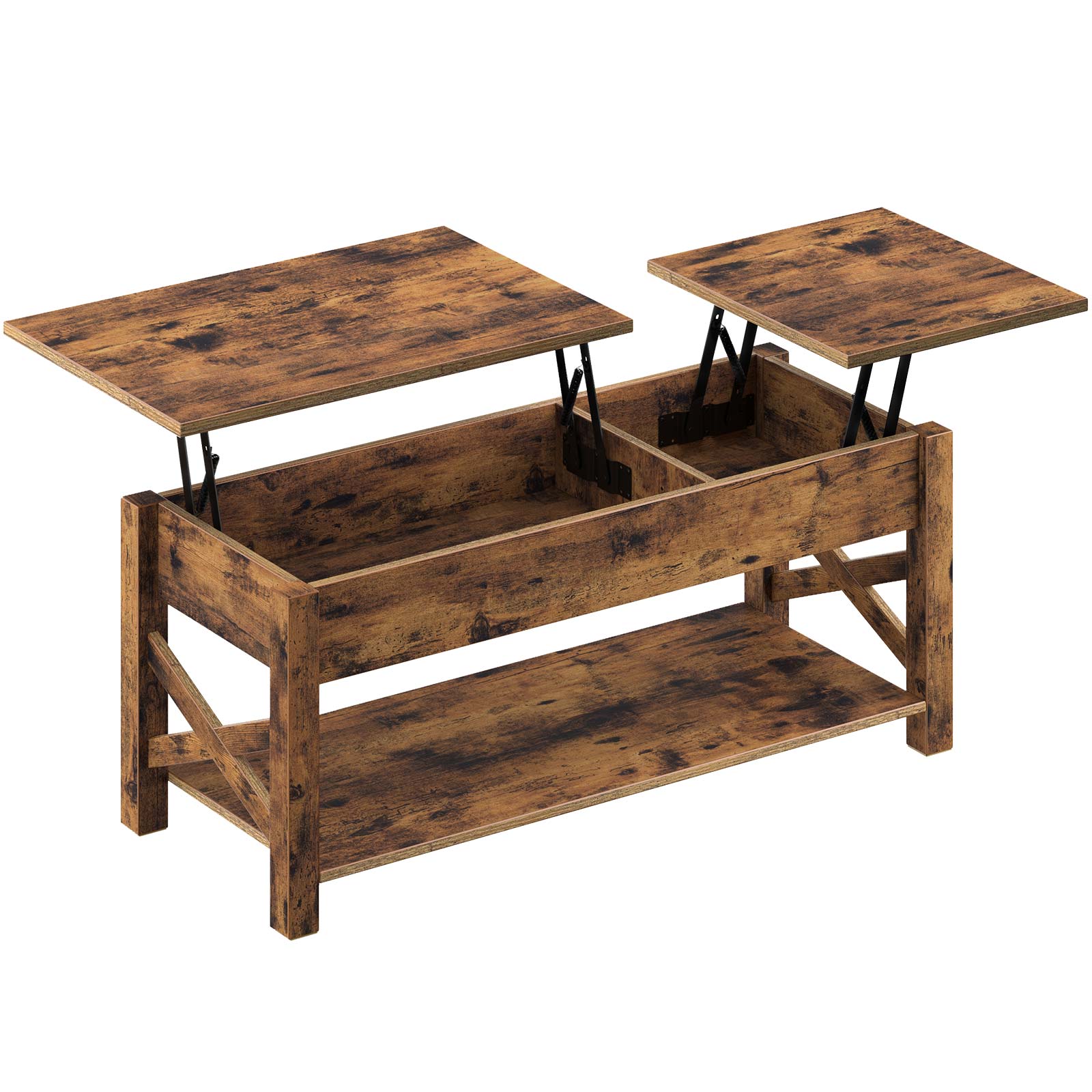 Greenstell Lift Top Coffee Table with Drawer and Hidden Compartment 43.8 Inch, Rustic Brown