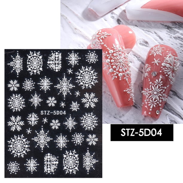Fiudx Ofertas De La Semana Etiqueta Engomada Adhesiva Del Clavo De La Resina 5D Del Copo De Nieve De La Navidad Tridimensional En forma De V Francesa De Navidad