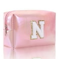 thumbnail image 2 of Large Capacity Embroidered Alphabet Cosmetic Bag Travel Toiletry Organizer Storage Clutch Handbag Purse, 2 of 9