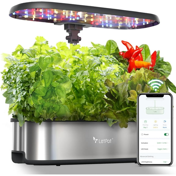 LetPot 12-Pod Smart Hydroponics System SE Indoor Growing System, APP-Controlled Herb Garden Kit, 5.8lb