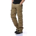 thumbnail image 2 of IROINNID Cargo Pants For Men Solid Color able Outdoor Overalls Large Multi Pocket Medium Waist Loose Mountaineering Elastic Waist Pants, 2 of 9