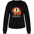 thumbnail image 3 of Chandails en Molleton d'Halloween pour Femmes Imprimé Squelette de Citrouille Surdimensionné Automne Chaud Doux Manches Longues Col Rond Chandail Tops, 3 of 5