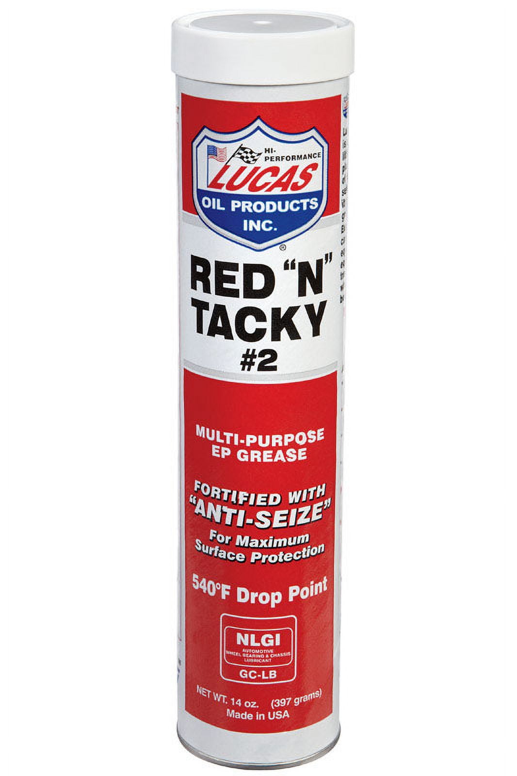 Lucas 10005 Multi-Purpose Red N Tacky EP Grease - 14 Ounce - Dimensions Height 9.31" Width 2.2" Length 2.2", Pack of 10