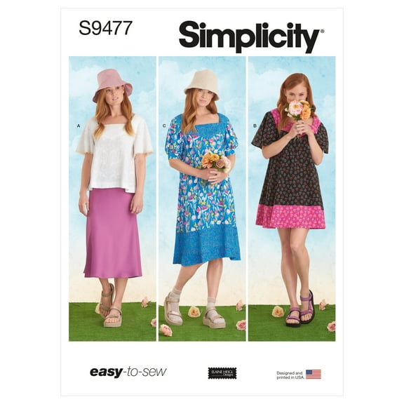 Simplicity Misses Top and Dresses-XXS-XS-S-M-L-XL-XXL