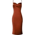 thumbnail image 3 of GHSDFBB Robe Satinée Sans Manches à Bretelles Spaghetti pour Femmes Cocktail Plage Soirée Col Bénitier à Pois Léopard Midi, 3 of 5