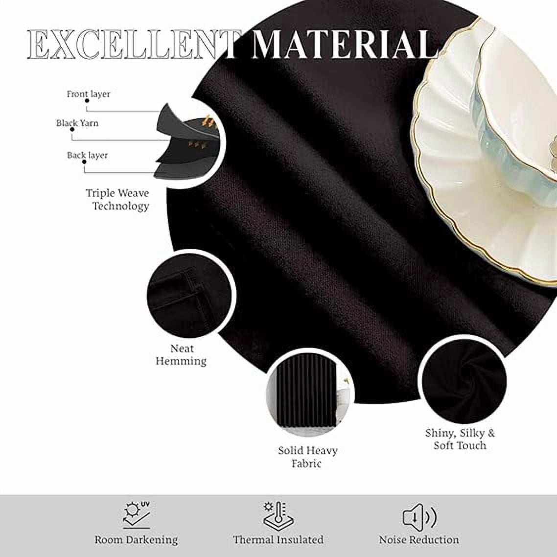 Homi Drapes Double Pinch Pleated Blackout Curtains – Thermal Insulated, Room Darkening Window Treatments Back Tab Curtains for Home or Office – 1 Panel with Hooks & Tiebacks (Black,52x45)