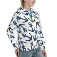 thumbnail image 6 of Daiia Navy Blue Anchors Pattern Women's Fashion Hoodies & Sweatshirts with Kangaroo Pocket Hooded Sweatshirt with Eye-catching Drawstrings-Medium, 6 of 7