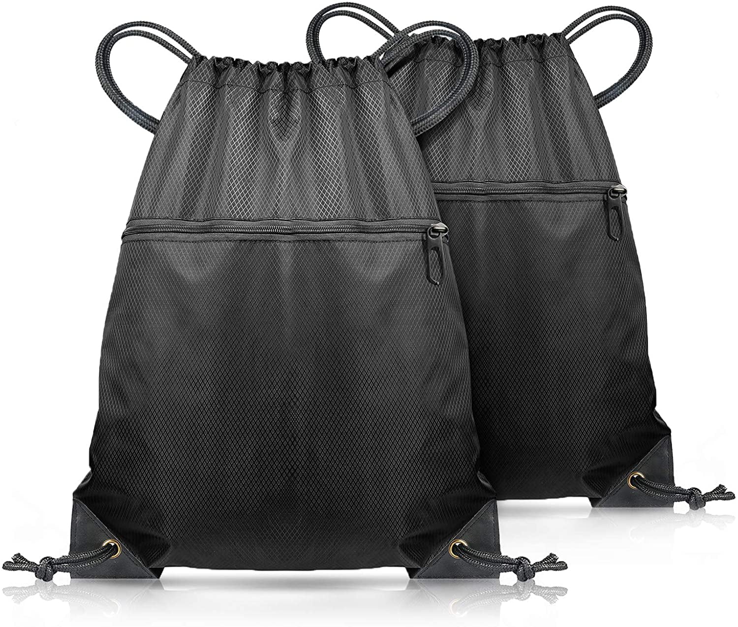 Waterproof Sturdy Sport Gym Sack Drawstring Bag Large Capacity Drawstring Sport Backpack Bag with Inside Outside Zipper Pocket for Gym Swim Travel School Drawstring Bag String Swim Drawstring PE Bags 