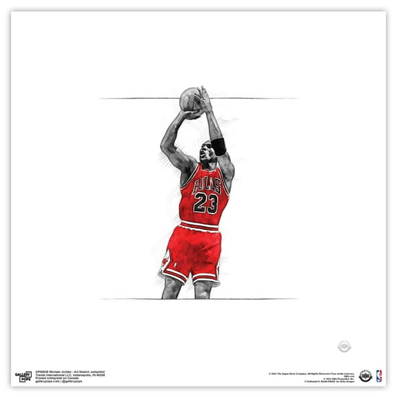 Gallery Pops Michael Jordan - Art Sketch Jumpshot Wall Art, Unframed Version, 12" x 12"