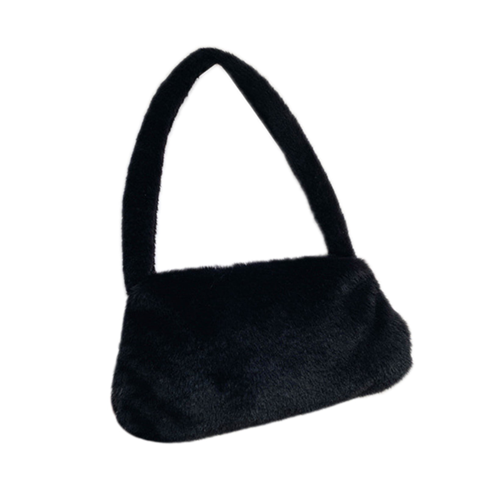 Pwtool Plush Handbag Aesthetic Women Leopard Print Shoulder Bag Fluffy  Clutch Faux Fur Handbag Tote Bag