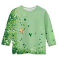 thumbnail image 4 of St. Patrick's Day Shirts For Kids Crew Neck 3/4 Sleeve Cute Print Pullover Tops Holiday Casual Trendy Tees (3-4Years, Mint Green-C), 4 of 5