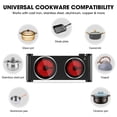 thumbnail image 3 of CUSIMAX 1800W Double Burner Electric Infrared Hot Plate, Walmart Exclusive,Portable Cooktop with Adjustable Temperature Control, Concealed Handle, Stainless Steel Surface Compatible with All Cookware, 3 of 7