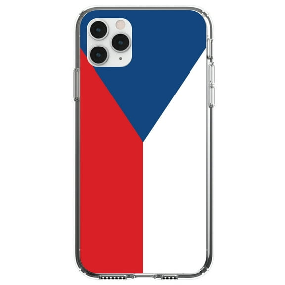 DistinctInk Clear Shockproof Hybrid Case for iPhone 11 (6.1" Screen) - TPU Bumper, Acrylic Back, Tempered Glass Screen Protector - Czech Republic Flag