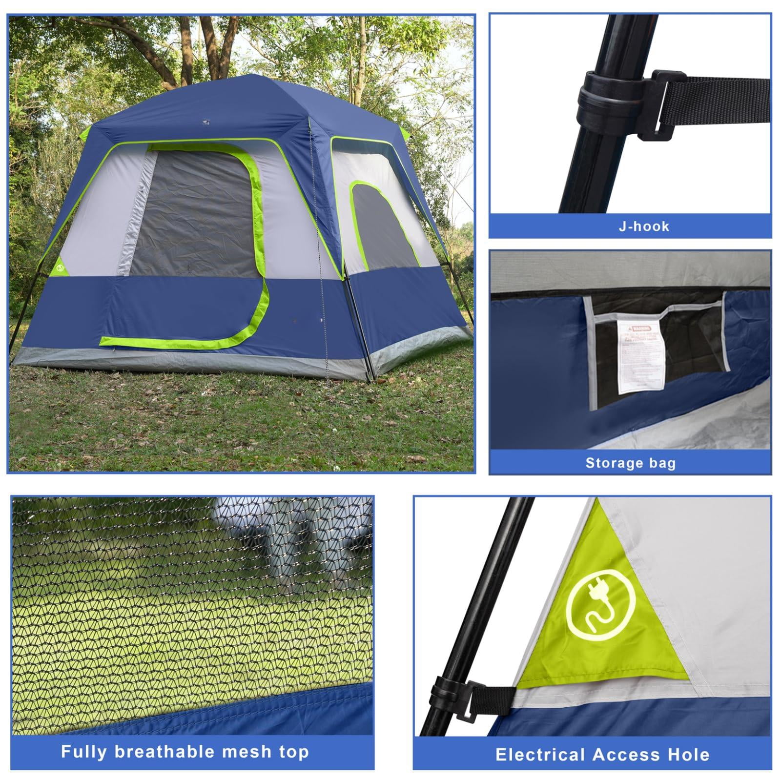 2/4/6/8 Person Tent  Portable Cabin Camping 4-person Easy Set Up Waterproof With Top Rainfly For Outdoor Camping/hiking