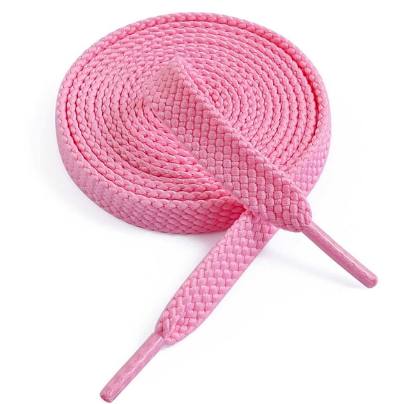 VSUDO Upgrade 50" Double Layer Weave Flat Shoelaces, 5/16" Wide Flat Shoe Laces for Adults & Kids Sneakers or Athletic Shoes [1Pair-Light Pink-127CM]