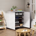 thumbnail image 6 of Geometric Pattern Outdoor Storage Cabinet with Adjustable Shelf – Durable Multi-Layer Organizer for Patio & Garden(Contains Three shelf)​ - White, 6 of 7