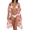 thumbnail image 3 of Xoenoiee Red Monstera Palm Leaves Print Women Kimono Cardigans Casual Summer Tops Cover up Open Front Resort Wear Women's Swimwear Cover Ups Kimono Bikini Cover Up Beachwear, 3 of 7